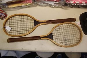 3 vintage wooden childern rackets from early 1900's gut strung -