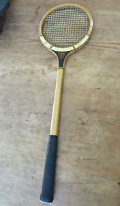 VINTAGE PRINCETON UNIVERSITY WOOD SQUASH RACQUET W/CLOTH COVER & PRESS - RARE