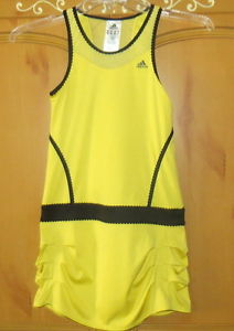 Adidas Girls Ana Ivanovic Yellow/Blk Tennis Dress Ric Rac Australian Open-10/12