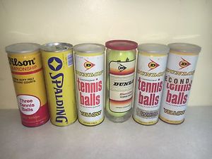 LOT of 6 Cans VINTAGE Tennis Balls Spalding, Dunlop, Wilson  4 Sealed