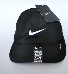 NEW NIKE Black YOUTH Size 4/7 Unisex  Golf  Cap DRI-FIT Tennis Hat Featherlight