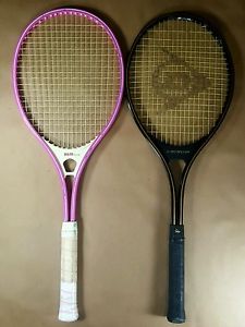 Lot 2 Aluminum Tennis Racquets Racket DUNLOP McEnroe Gold & RG/70 His & Hers