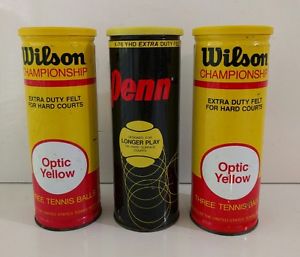 Vintage Wilson & Penn Tennis Balls Metal Can~Lot of 3~All Sealed, 1960's