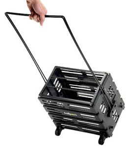 Tennis Cart Wheeled Storage Basket 80 Balls Equipment Sports Black Hoppers