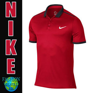 Nike Men's Size M Court Advantage Tennis Polo Shirt Red/Black Dri-Fit 728947
