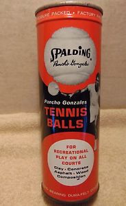 1950's Spaulding Pancho Gonzales Tennis Balls in Unopened Tin Container.