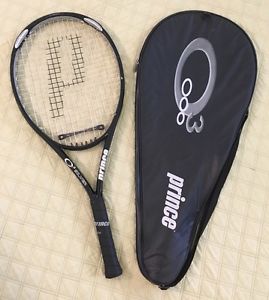 PRINCE O3 SILVER 118SQ" OS 16X19 GRAPHITE TENNIS RACKET W/NEW 4 3/8 GRIP & CASE