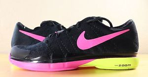 Nike Court Zoom 9.5 Vapor Flyknit Black Pink Volt Federer Shoes 845797-007 sz 9