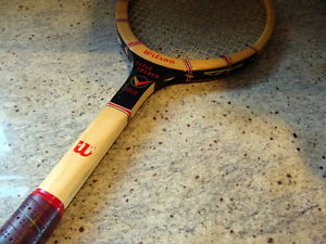 Vintage Rare Wilson Wood Title Holder Racquet Racket Strata Bow VG