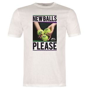 Slazenger Tennis New Balls Please T-Shirt Mens White Top Tee Shirt