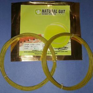 (4) SETS 16G VERSION 2 100% NATURAL GUT TENNIS RACQUET STRING FLOURESCENT COLOR