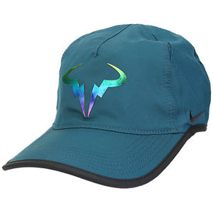 Nike 2016 Rafa Iridescent FeatherLight Cap Bull Logo Tennis Hat Blue 835535-346