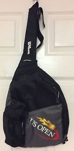 Wilson US Open tennis racket sling bag with ball pocket black H23