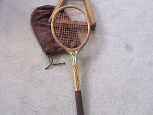 Antique Vintage Alex Taylor NYC Wooden Tennis Racquet Racket with Wood Press