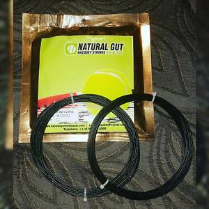 2 SETS 17G VERSION 2 100% PREMIUM NATURAL GUT TENNIS RACQUET STRING BLACK COLOR