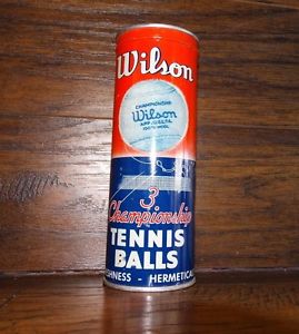 15390/ Vintage WILSON NOS Tennis Balls in Sealed Tin Can + Key Championship