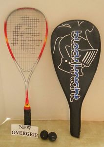 Black Knight BK-4701 Graphite Junior Squash Racquet-EUC +2  Balls + New Overgrip