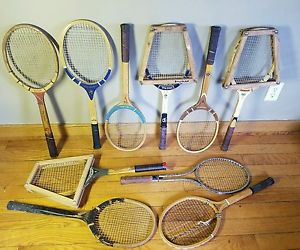 Vintage Tennis Tournament Racket Lot Spalding Imperial Davis Universe Wood Fiber