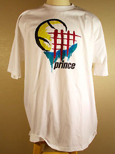 VTG Prince XL X-Large Tennis Shirt White 100% Cotton