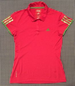 Adidas Women's Barricade Capsleeve Formation Polo Shirt Size Medium Fresh Pink