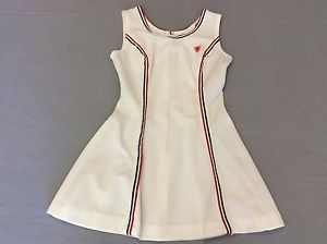 VINTAGE 60S KIM MORGAN TENNIS DRESS SKIRT WHITE RED BLUE WOMENS LADIES SMALL