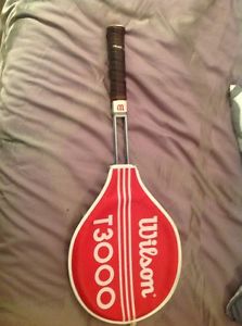 VINTAGE WILSON T3000 STEEL CHROME JIMMY CONNORS TENNIS RACKET COVER MINT