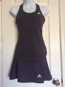 Adidas Tennis Matching Top & Skirt Set Purple Extra Small Clima 365 Halter Skort