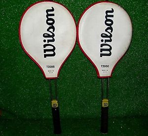(2) Vintage Wilson T2000 Tennis Racquets with Cover & Gut Strings