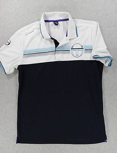 Sergio Tacchini Athletic Tennis Short Sleeve Polo Shirt (Mens Large) White/Blue