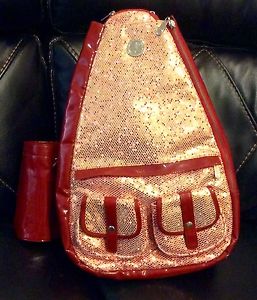 WHAK-SAK EXPANDABLE TENNIS BACKPACK/CARRY-ALL TOTE/GORGEOUS!!! Sparkly Red READ