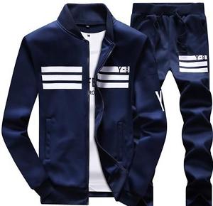 Men's Sportswear Set Striped Zipper Tracksuits Stand Collar Sweatshirts & Coats