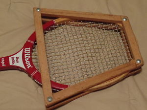 Vintage Wilson Stan Smith capri wood tennis racket 4.5" grip with brace.