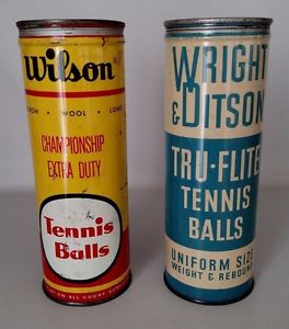 Vintage Metal Tennis Cans and Balls Wilson Wright & Ditson Collectible