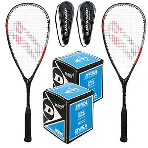 Squash Squashset Slazenger 2 Raqueta De Xcel 360 + 2 Dunlop Funda + 2 Bolas