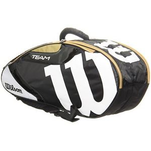 2016 Wilson Tennis Racket Bag Team J 6PACK Black/White/Gold WRZ640606 Japan New