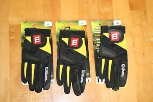 WILSON RACQUETBALL GLOVE RAGE YELLOW/ BLACK RIGHT HAND SMALL S, 3 Gloves