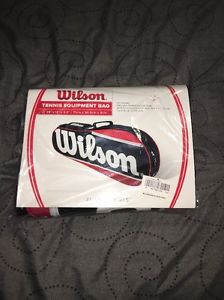 NEW WILSON TENNIS Equipment Bag Red/Blk/Wht Holds 3 Rackets Free Shipping