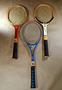 Vintage Lot of 3 Wooden Tennis Rackets Bancroft Tournament & Wilson *SHIPS FREE*
