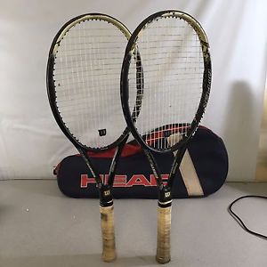 2 X Wilson Hyper Hammer Carbon 5.3 OS  4-3/8 Tennis Racquet = Case