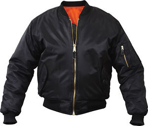 MEN'S BLACK ORANGE BOMBER JACKET MILITARY INSPIRED REVERSIBLE BLACK COAT