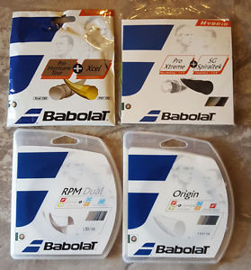 4 Babolat SETS OF STRING RPM Dual Pro Hurricane Tour Origin Xcel 16 17