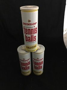 Vintage Unopened Metal Can Of Dunlop Tennis Balls. Lot Of Three. Yellow