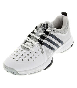 $99 ADIDAS BARRICADE CLASSIC BOUNCE SIZE 9.5 WHITE BLACK TENNIS RACKET SHOES