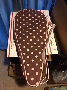 Women's Tennis Racket Case By Ame & Lulu Brown With Pink Polkadot