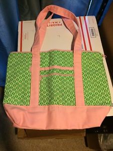 Women's Tennis Tote Bag By Ame & Lulu Pink With Green Chain Design