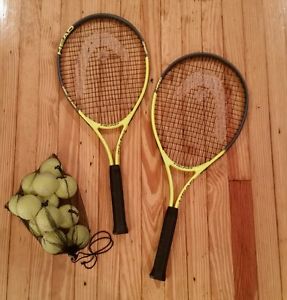 Head Tour Pro Titanium Tennis Rackets with new Penn Tennis balls 4 3/8 4. 4 1/2