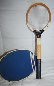 27" VINTAGE WRIGHT & DITSON "MERCURY" WOOD TENNIS RACQUET W/COVER