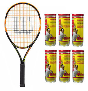 Wilson Junior Burn Racquet (26-Inch) with 6 Cans of Wilson Tennis Balls