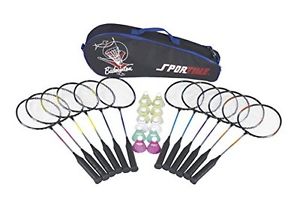Sportime School Badminton Set - Includes 12 Racquets, 12 Shuttlecocks and