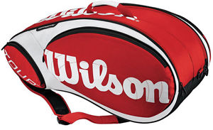 Wilson Tour 9 pack tennis bag, New, Red/white/ blk trim, great value w/ free frt